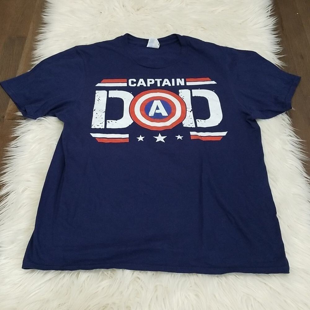 Port and Company Captain Dad T-shirt Blue Graphic Short Sleeve Men's Size S